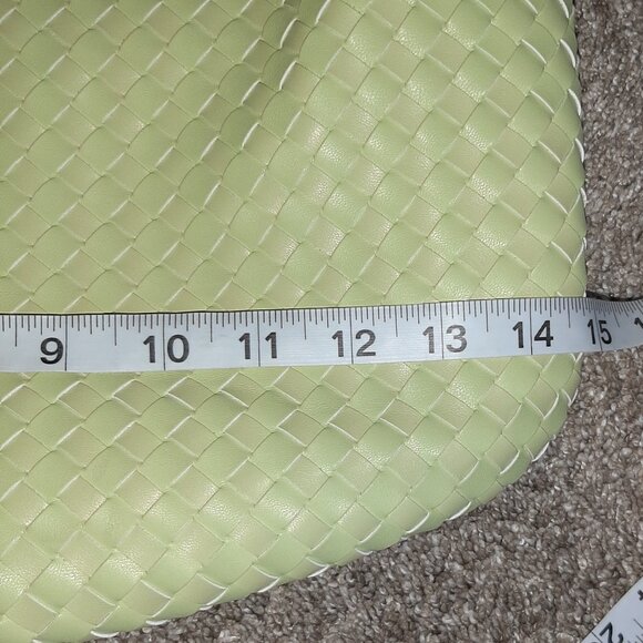 Melie Bianco Brigitte Woven Light Yellow Green Vegan Leather Bag - Picture 10 of 12